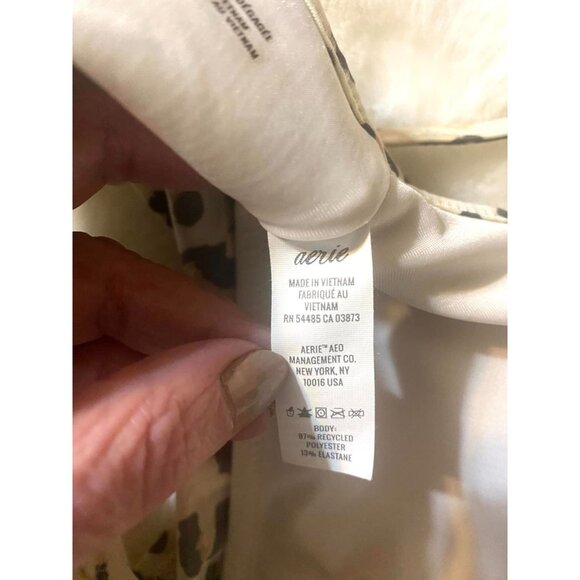 Aerie Leopard Print Bikini Top Strappy Bralette Top Polyester Scoop Crop Size M - Picture 2 of 4